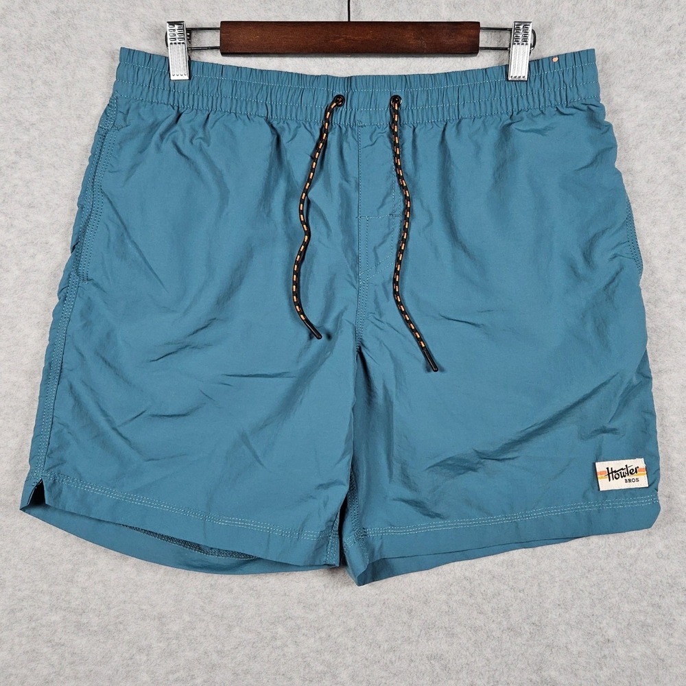 Howler Bros (Men's Large) Salado Nylon Shorts Blue Solid Board Shorts Drawstring